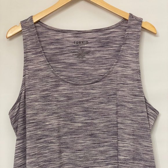 Torrid Womens Size 2 2X 18/20 Active Tank Space Dye Purple Scoopneck Activewear - Picture 3 of 9